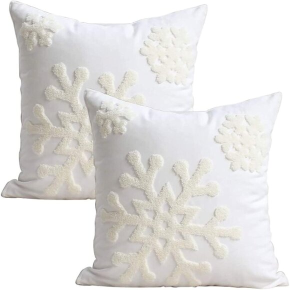 Canvas Winter Snowflake Style Cotton Embroidery Throw Pillows for Kids Bedding - Picture 1 of 7